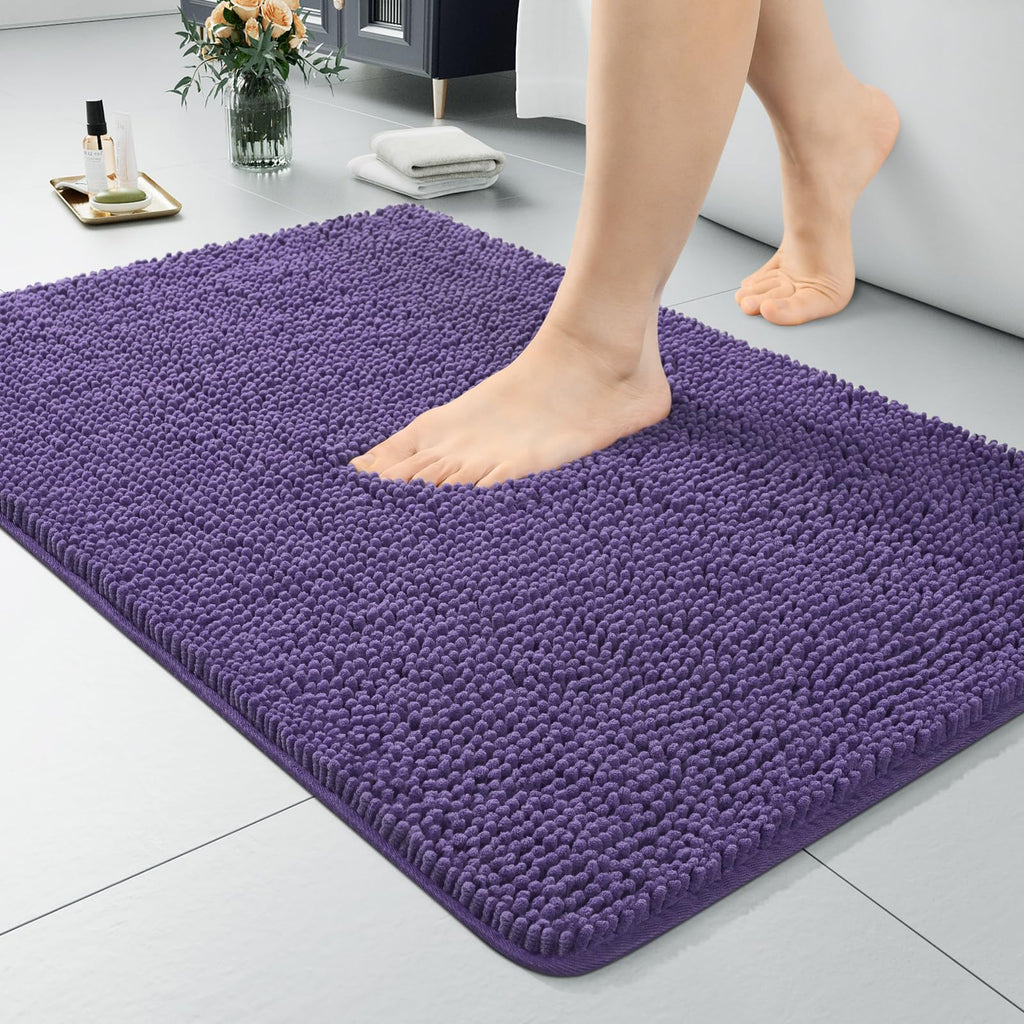 LOCHAS Luxury Bathroom Rug Shaggy Bath Mat 24 x 60 Inch, Gray