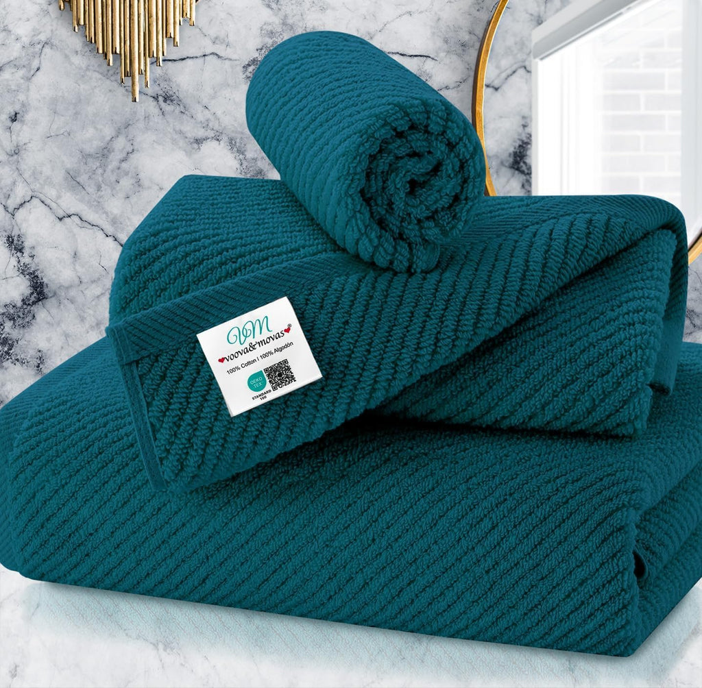 VOOVA & MOVAS Hand Towels for Barthroom, 18x28 in, Soft, Deep Turquoise