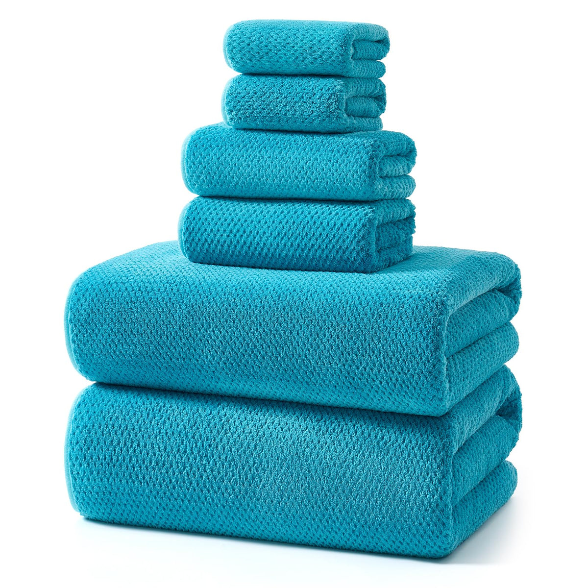 REDKISS 6-Piece Bath Towel Set - 2 Washcloths, 2 Hand Towels, 2 Bath Towels | Ultra-Fiber Coral Fleece, Super Absorbent, No Lint & No Fading | Perfect for Bathroom, Spa, Gym | Family & Adults-Camel