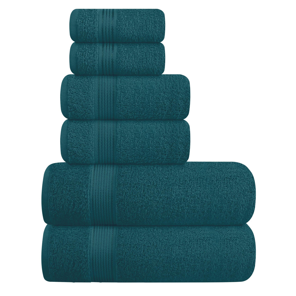 Belizzi Home Ultra Soft 6 Pack Cotton Towel Set, Contains 2 Bath Towels 28x55 inch, 2 Hand Towels 16x24 inch & 2 Wash Coths 12x12 inch, Ideal for Everyday use, Compact & Lightweight - Black