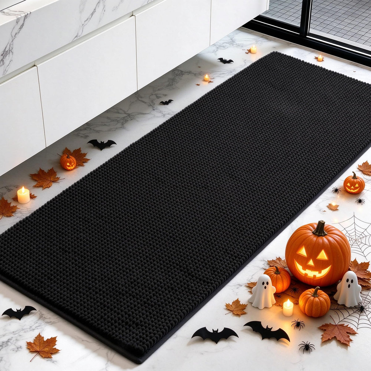 SUBRTEX Bathroom Rugs Chenille Bath Rug Soft Short Plush Bath Mat Soft Shower Mat Water Absorbent Shower Mat Quick Dry Machine Washable(White,18" x 24")