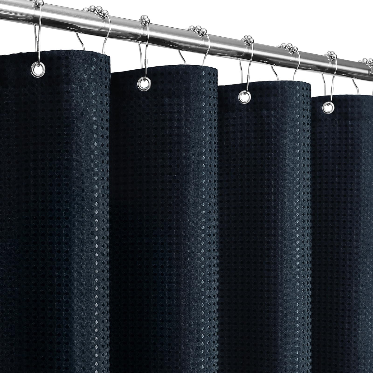 Gibelle Black Cloth-Textured Shower Curtain, Hotel Style, 72x72