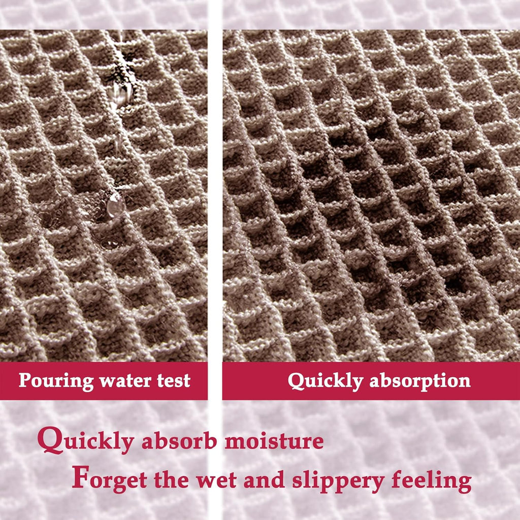 ZALL Waffle Bath Mat Boho Bathroom Mat Ultra Absorbent Non Slip 18x30 Tan