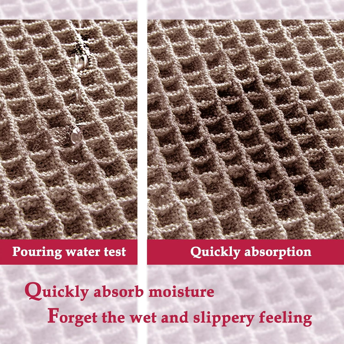 ZALL Waffle Bath Mat Boho Bathroom Mat Ultra Absorbent Non Slip 18x30 Tan