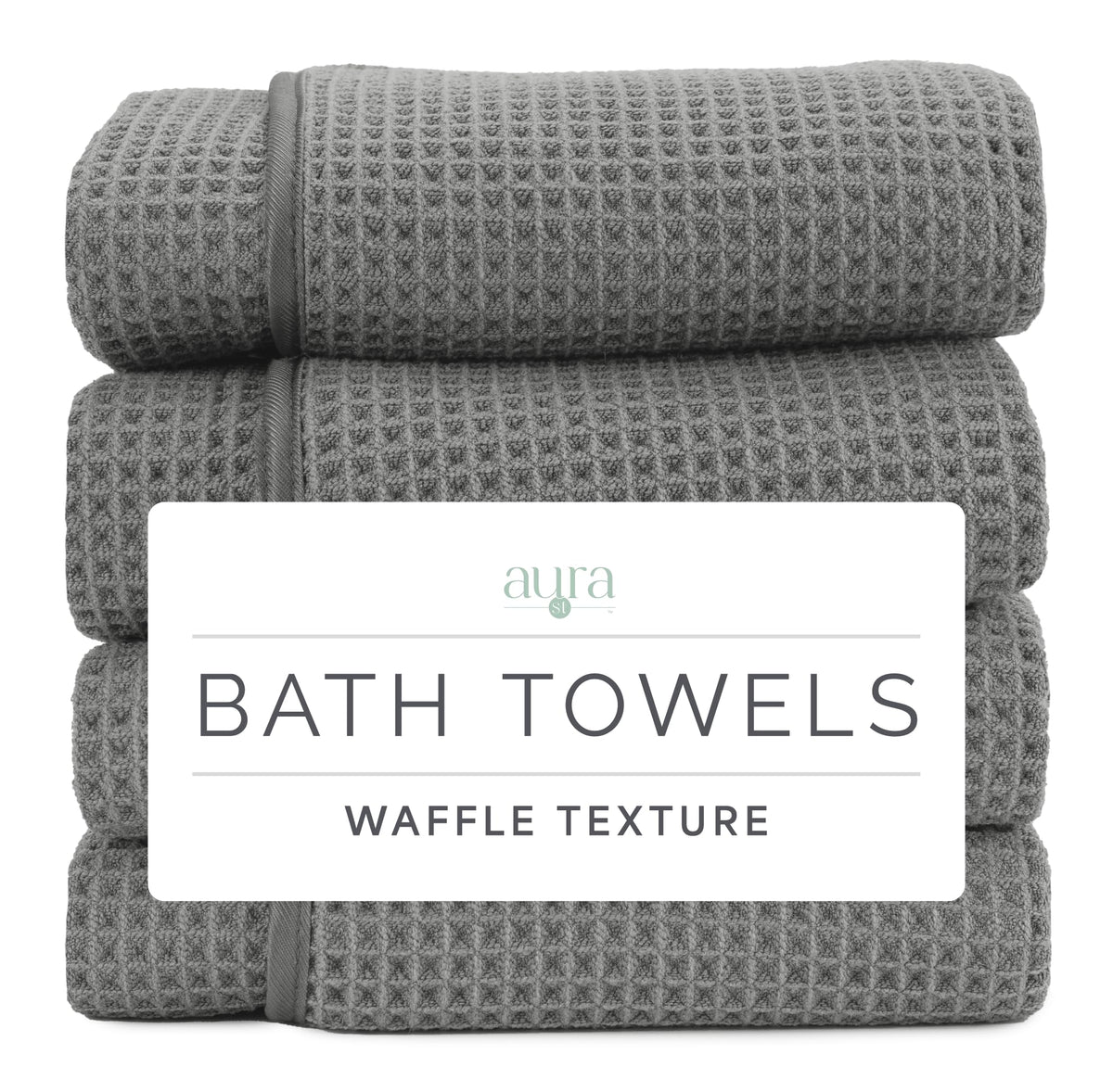 S&T INC. Aura Waffle Bath Towels, 4 Pack, 30" x 60", Beige