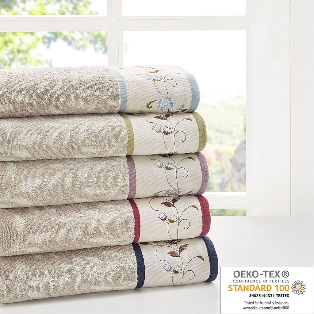 Madison Park Serene 100% Cotton Bath Towel Set, 600 GSM, 6 Piece, Blue
