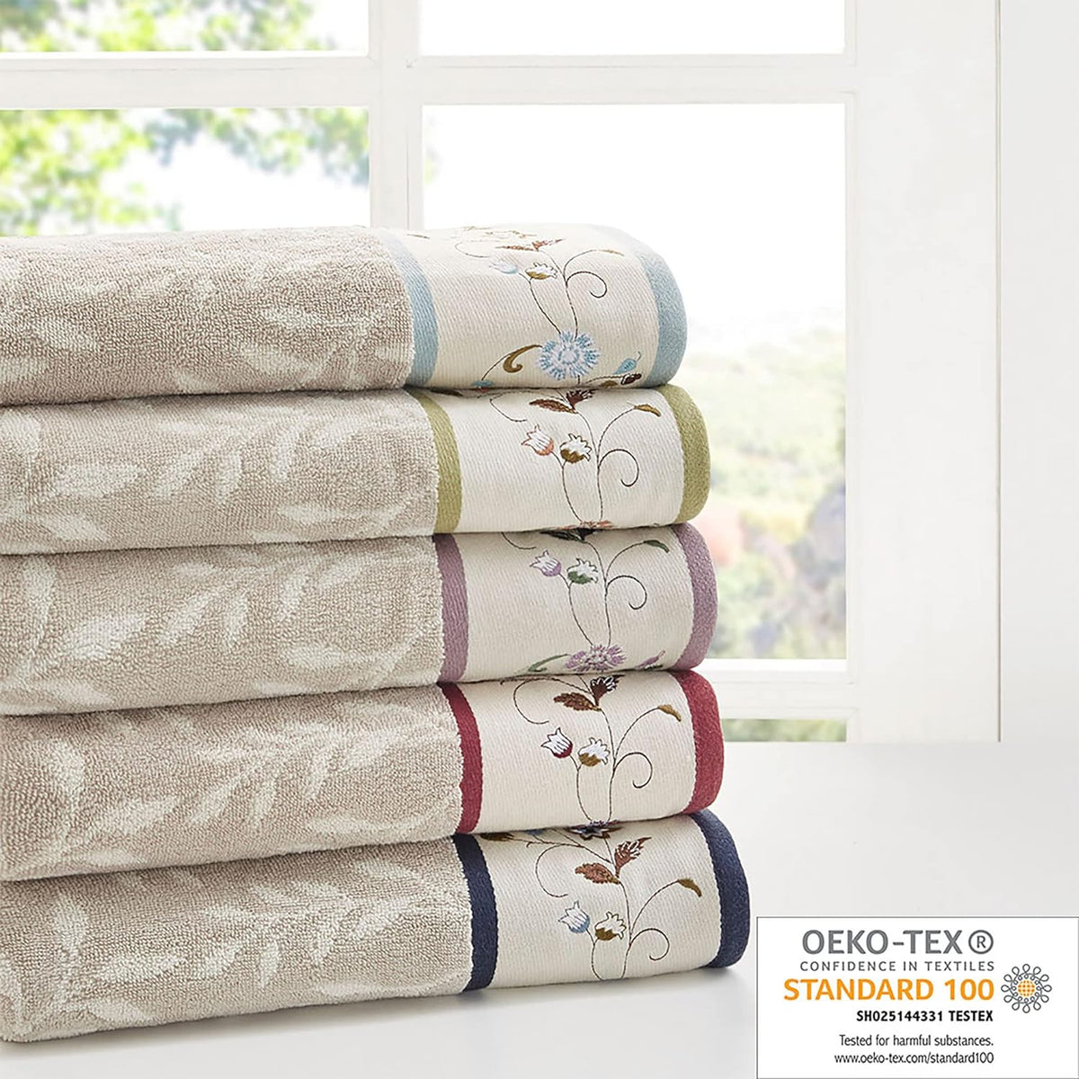 Madison Park Serene 100% Cotton Bath Towel Set, 600 GSM, 6 Piece, Blue