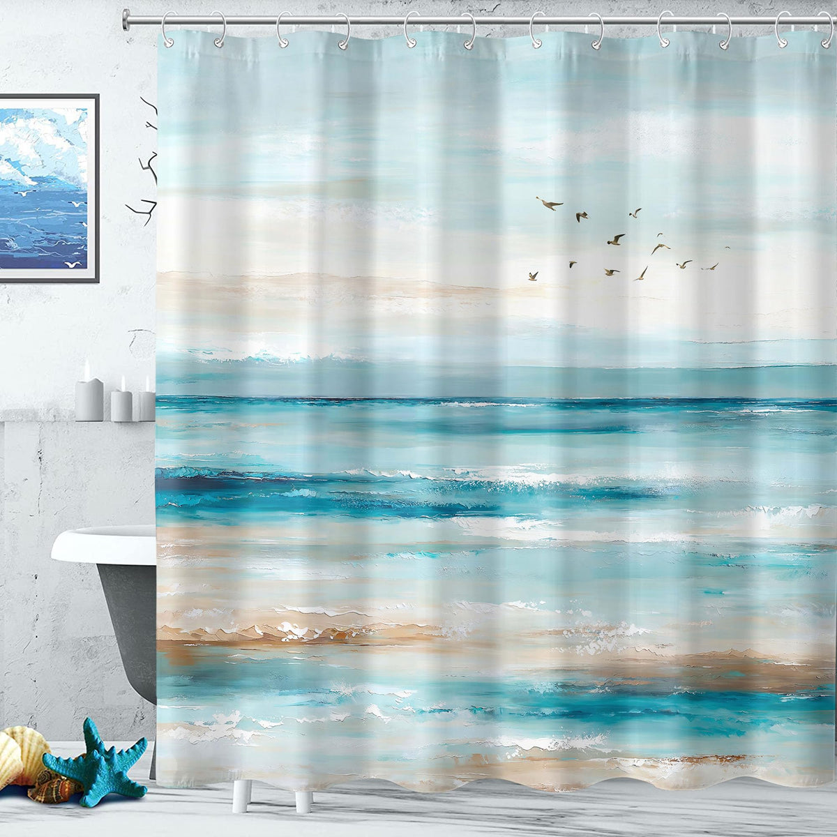 Accnicc Funny Octopus Shower Curtain Cute Boho Coastal Matisse Shower Curtains for Bathroom Green Tropical Plants Pink Decorative Unique Waterproof Fabric Bath Curtain Decor 72 X 72 Inches