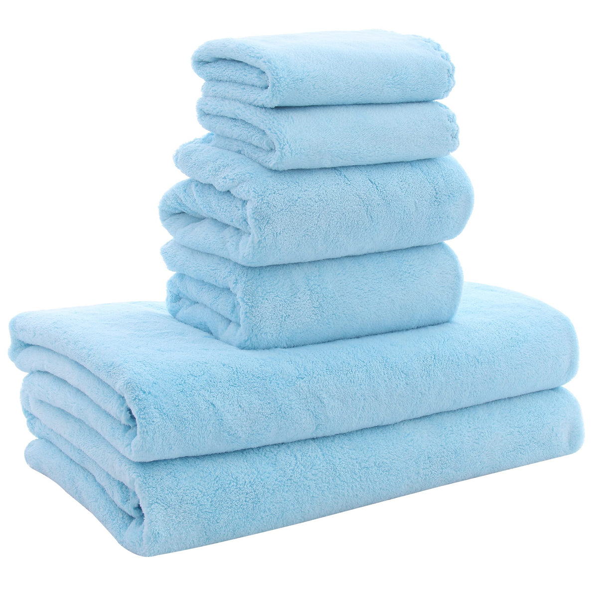 MOONQUEEN Ultra Soft Towel Set - Quick Drying - 2 Bath Towels 2 Hand Towels 2 Washcloths - Microfiber Coral Velvet Highly Absorbent Towel for Fitness, Bathroom, Sports, Yoga, Travel (Pink, 6 Pcs)