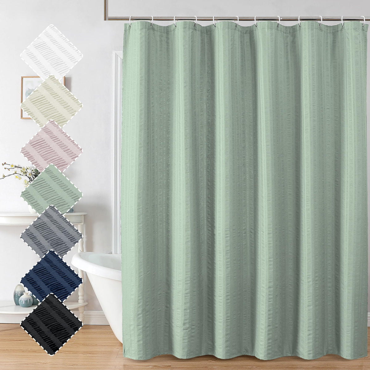 Aiyufeng Moga Navy Blue Fabric Shower Curtains for Bathroom - Blue Hotel Spa Polyester Cloth Bath Curtain with 12 Holes, 72x72, Machine Washable, Navy Blue