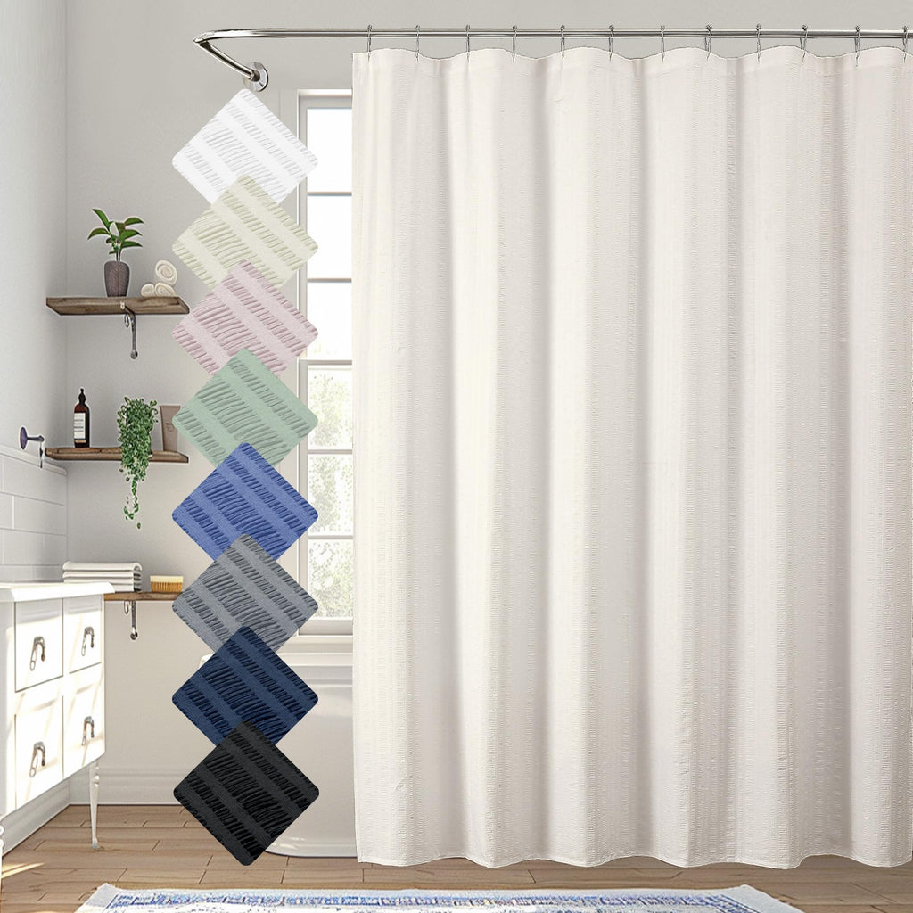Aiyufeng Moga Navy Blue Fabric Shower Curtains for Bathroom - Blue Hotel Spa Polyester Cloth Bath Curtain with 12 Holes, 72x72, Machine Washable, Navy Blue