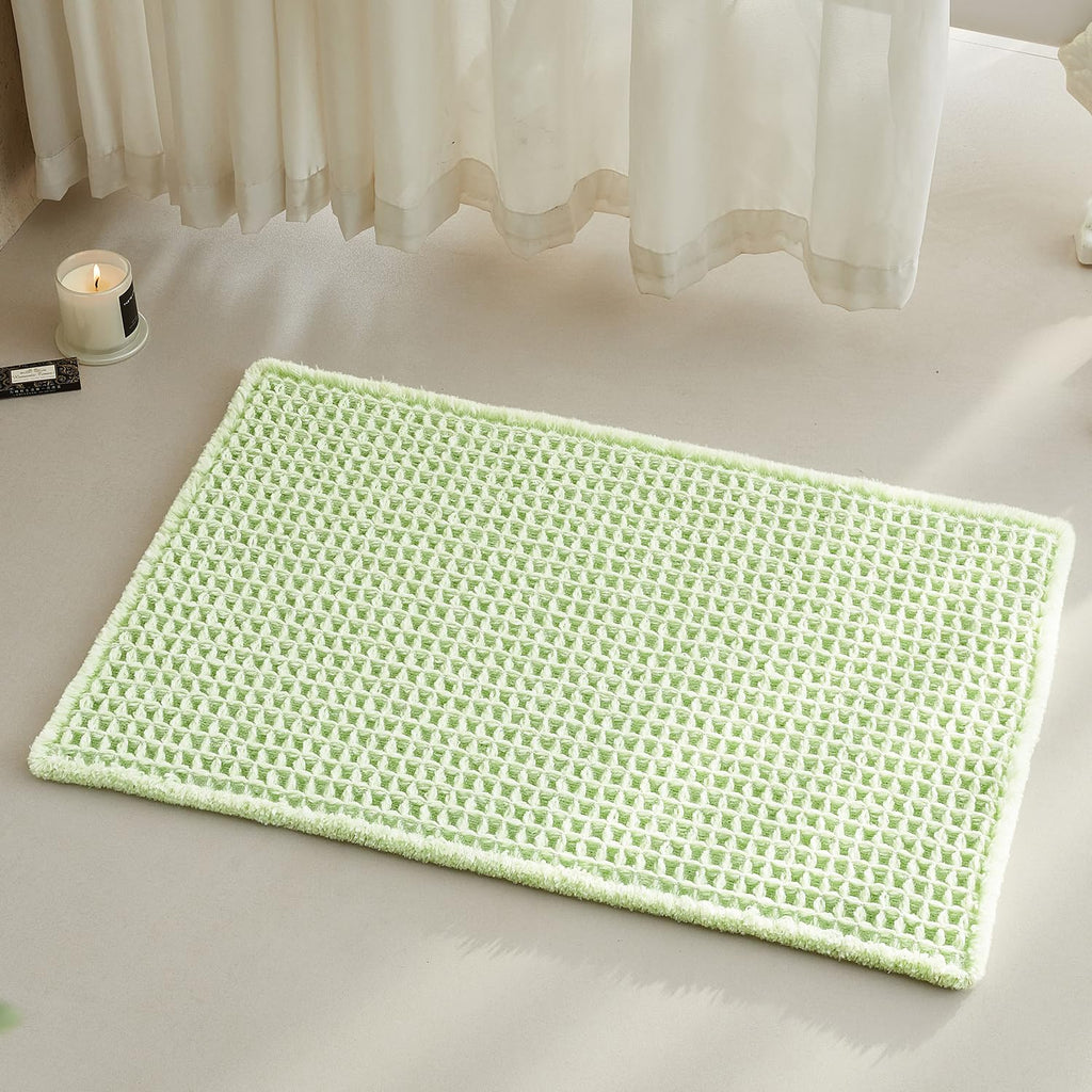 TYUU Waffle Bath Mat, Boho Bathroom Rugs Non Slip Washable, 30x20 Khaki