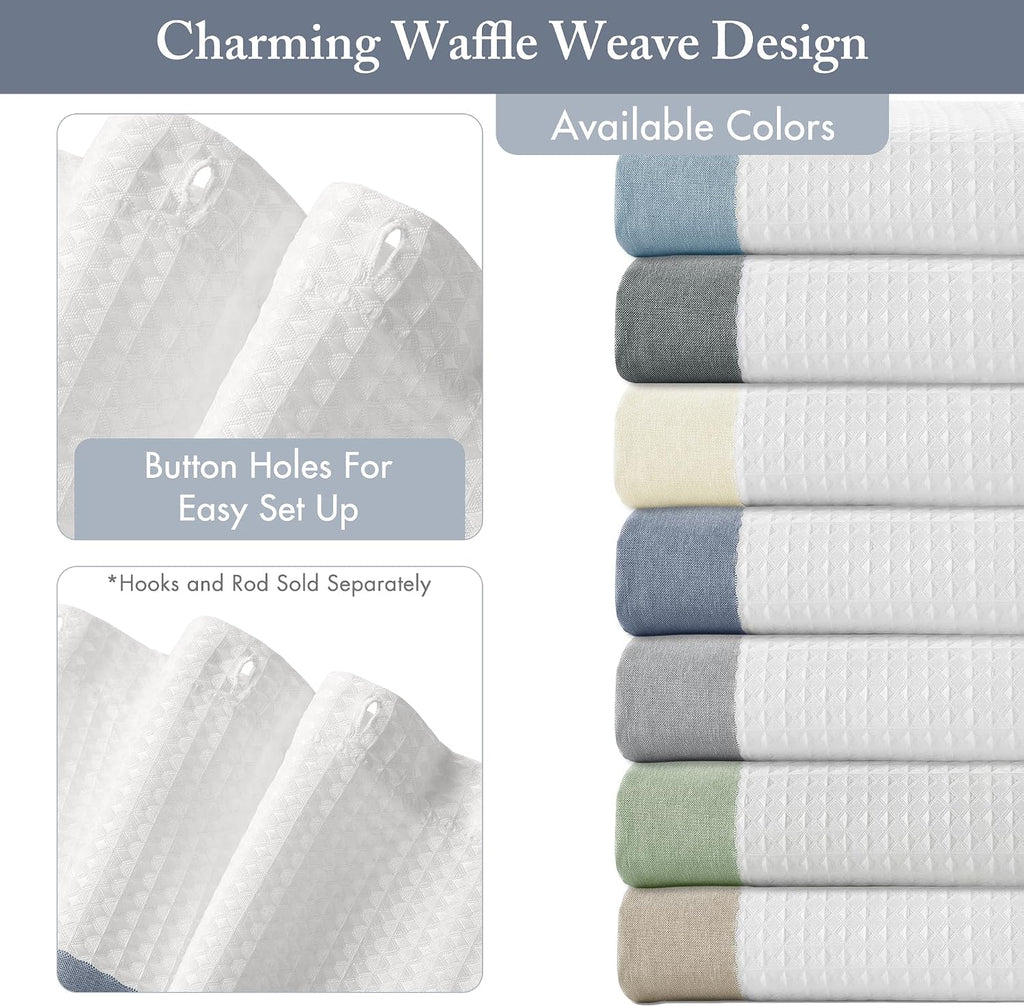 Madison Park Spa Waffle Shower Curtain for Bathroom, 72 x 72, Indigo Blue