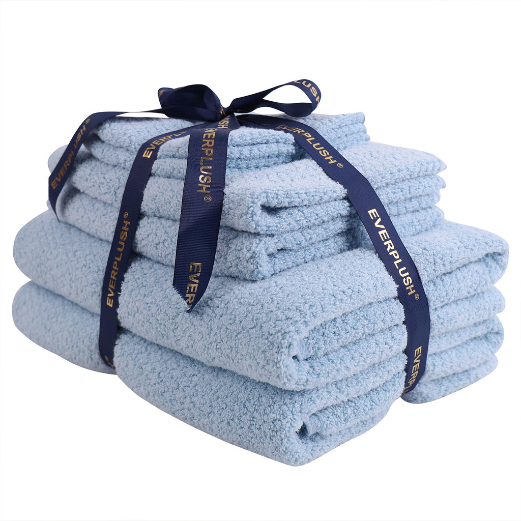 Everplush Diamond Jacquard 6 Pieces Bath Towel Set, Luxury Super Soft Oversized everplush Towels, Highly Absorbent Diamond Jacquard Quick Dry Bath Towel for Bathroom Grey Towel Set