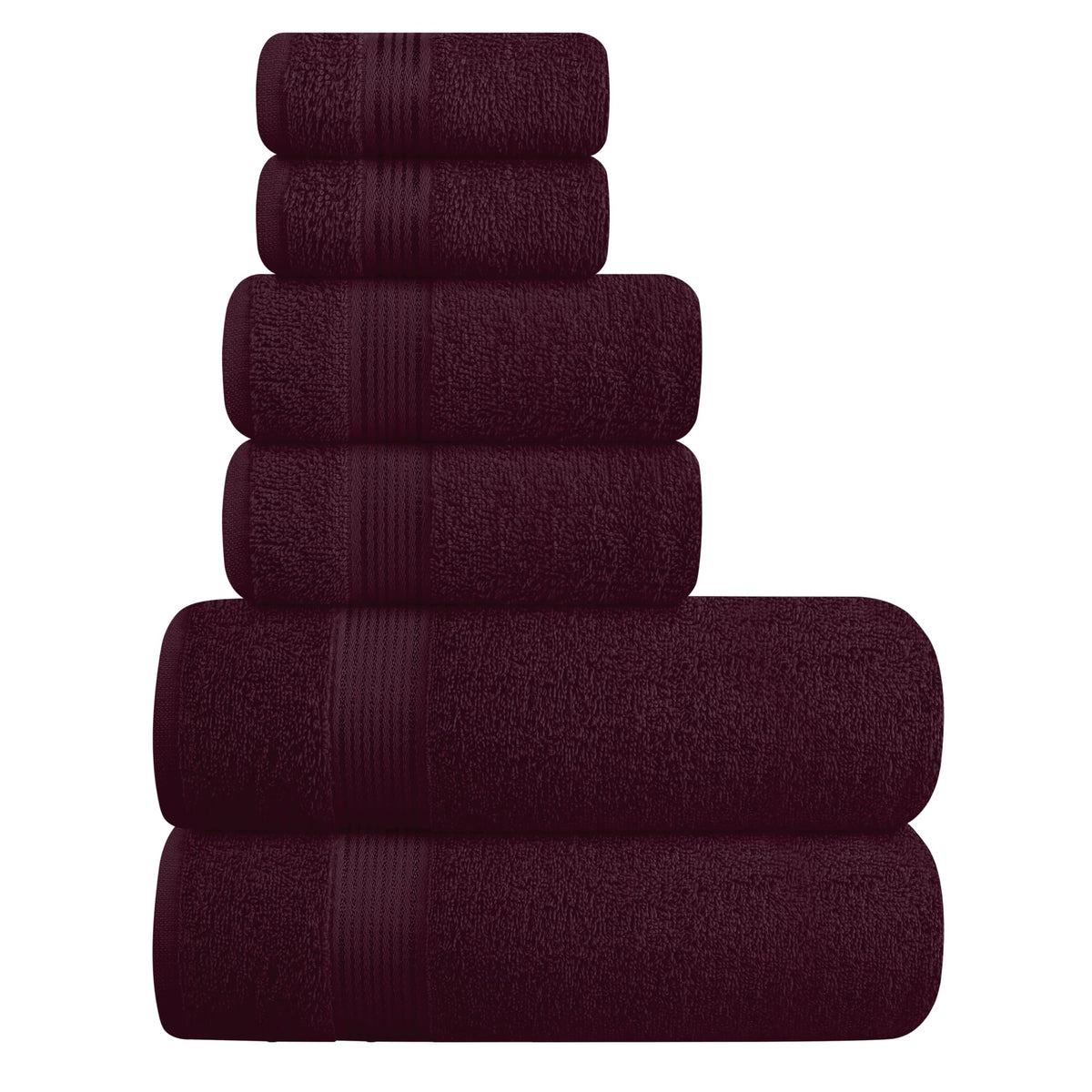 Belizzi Home Ultra Soft 6 Pack Cotton Towel Set, Contains 2 Bath Towels 28x55 inch, 2 Hand Towels 16x24 inch & 2 Wash Coths 12x12 inch, Ideal for Everyday use, Compact & Lightweight - Black