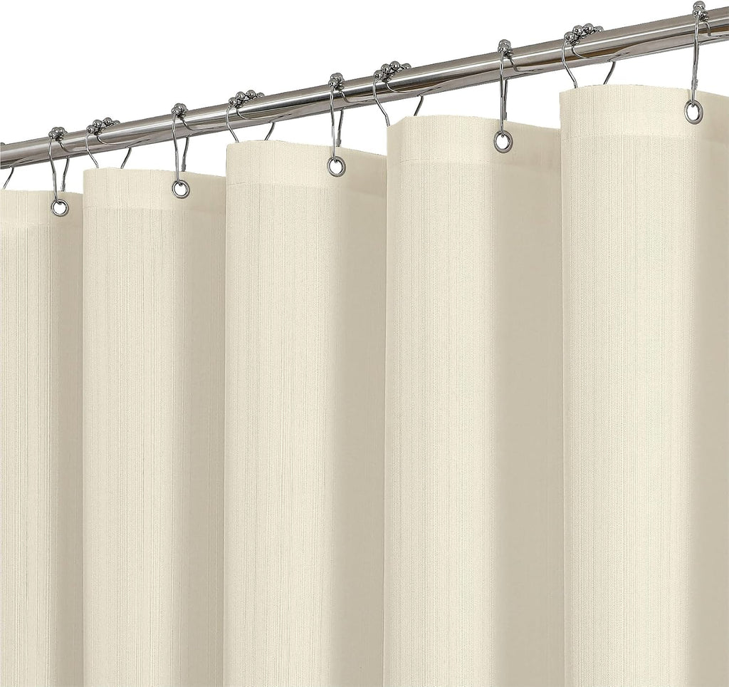 2-in-1 Waterproof Textured Fabric Shower Curtain, 72W x 72L, Cream