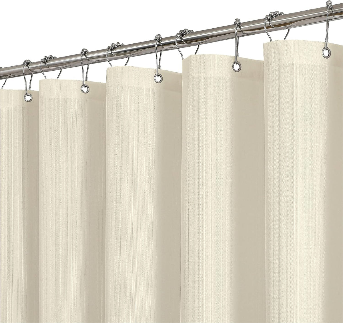 2-in-1 Waterproof Textured Fabric Shower Curtain, 72W x 72L, Cream