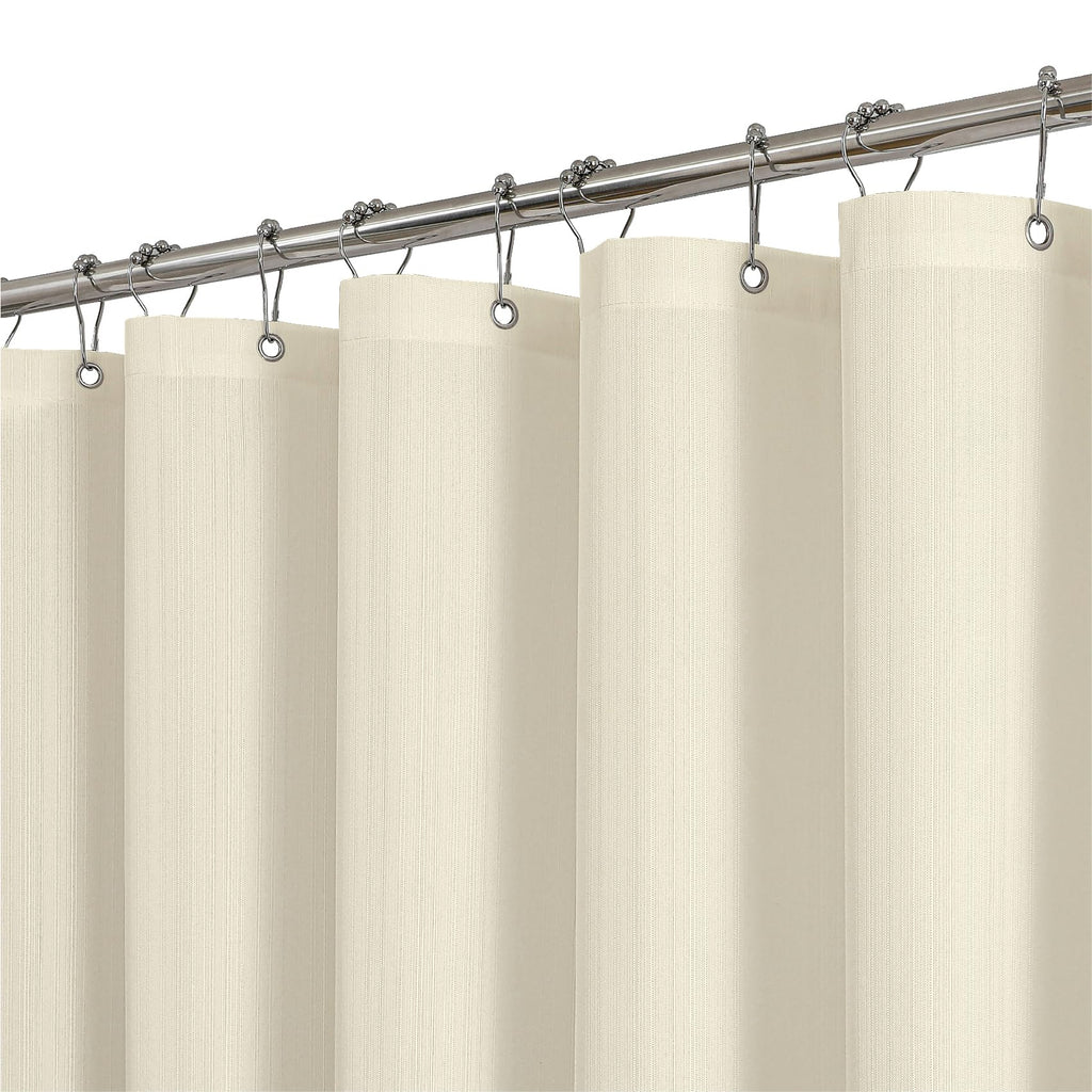 2-in-1 Waterproof Textured Fabric Shower Curtain, 72W x 72L, Cream