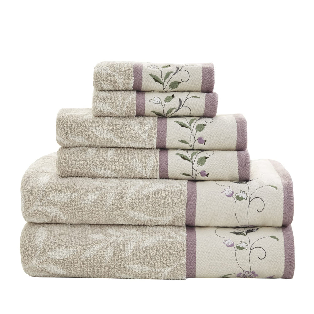Madison Park Serene 100% Cotton Bath Towel Set, 600 GSM, 6 Piece, Blue