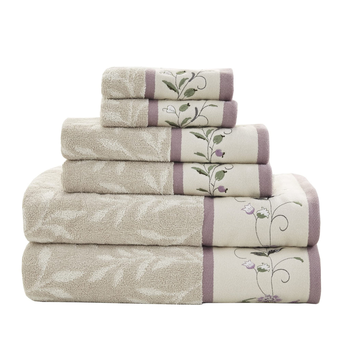 Madison Park Serene 100% Cotton Bath Towel Set, 600 GSM, 6 Piece, Blue