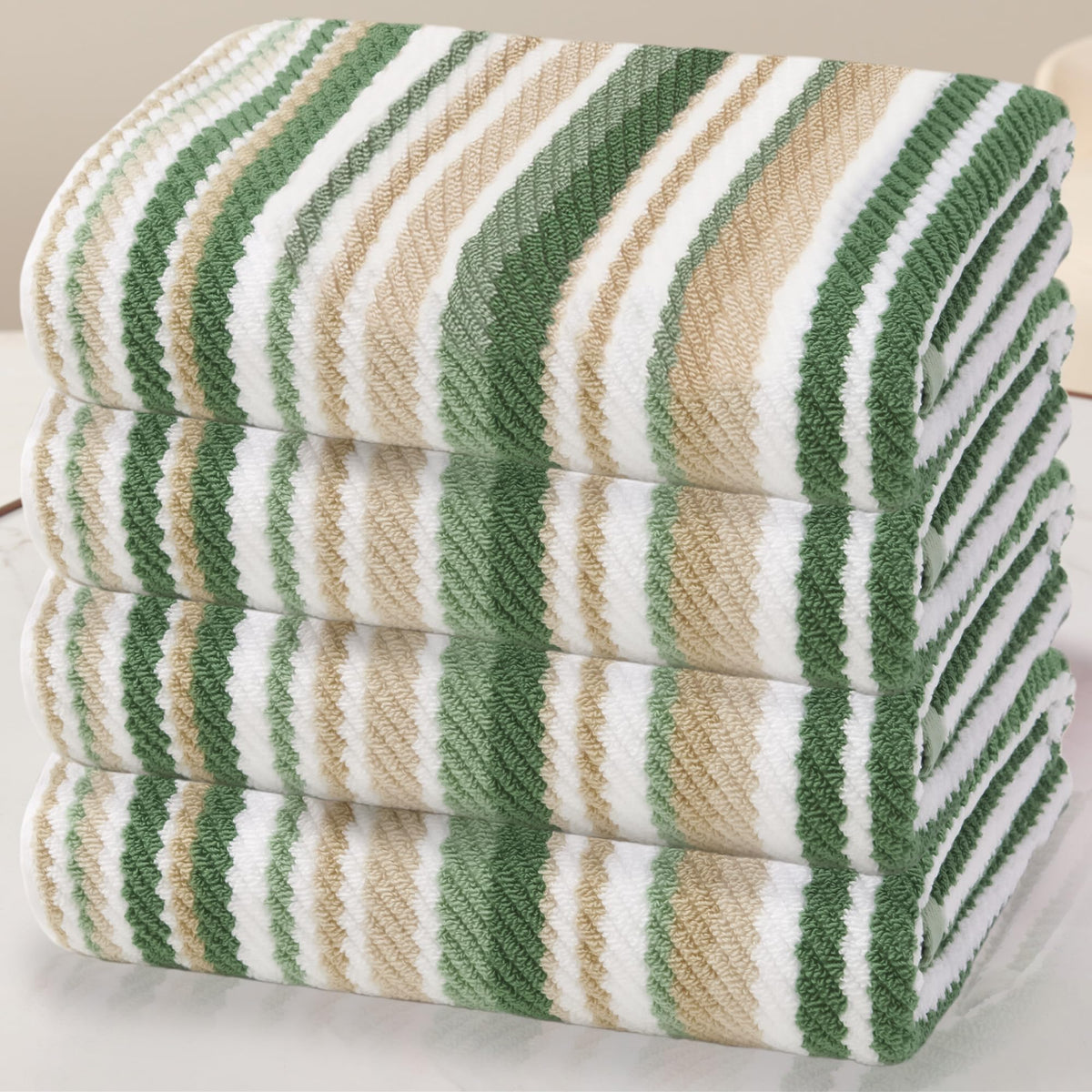 VOOVA & MOVAS Hand Towels, Cotton, Soft, Thick, 16x27 in, Tan Gray Beige