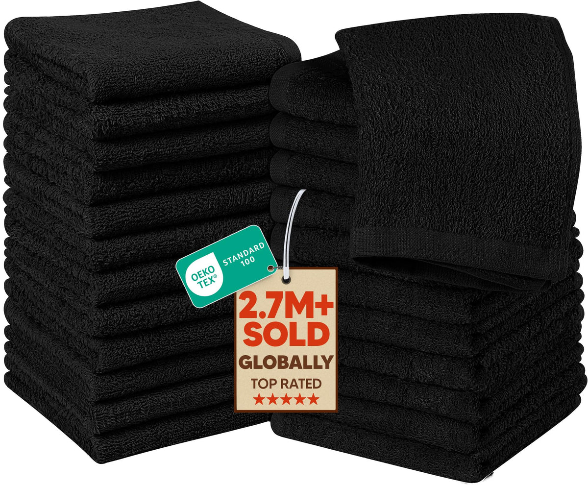 Utopia Towels 24 Pack Washcloths, 12x12 in, 100% Cotton, White