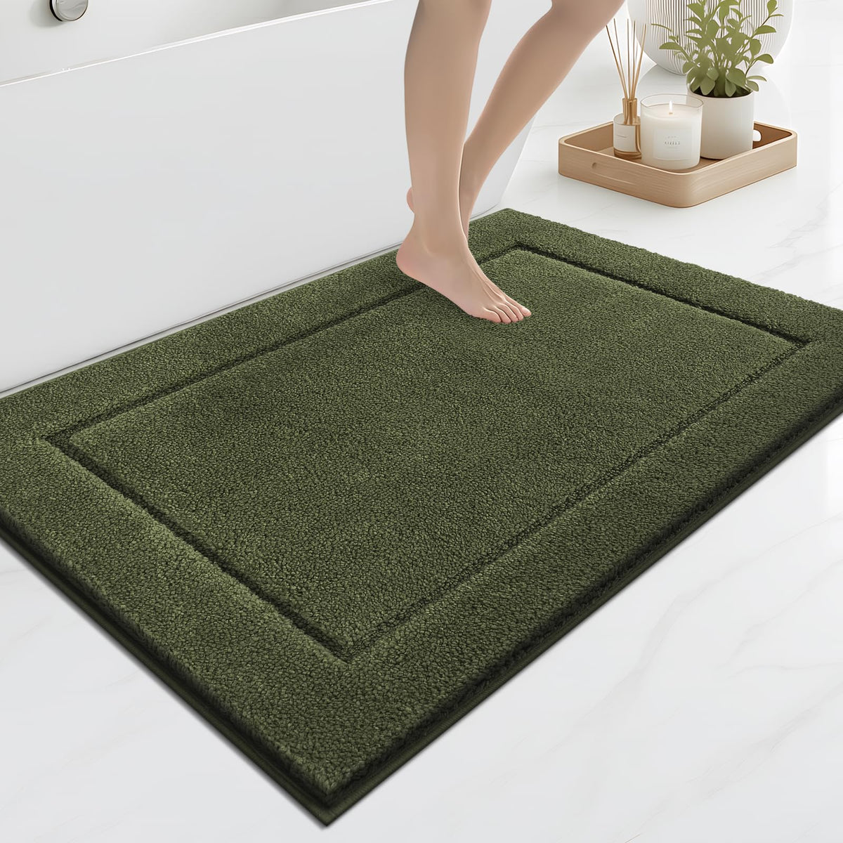anllugs Bathroom Rugs, Non-Slip Bath Runner Rugs, 30" x 84", Beige