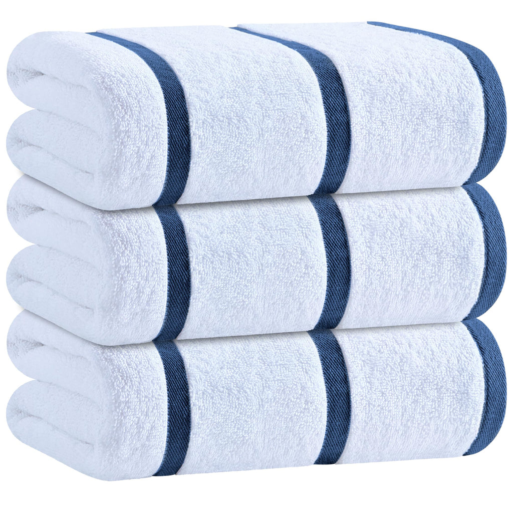 White Classic Cotton Pool Towels Oversized 30 x 60, 4 Pack, Navy Blue