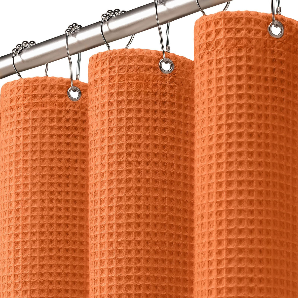 Waffle Weave Shower Curtain Heavyweight Cotton Fabric Beige 72Wx72L