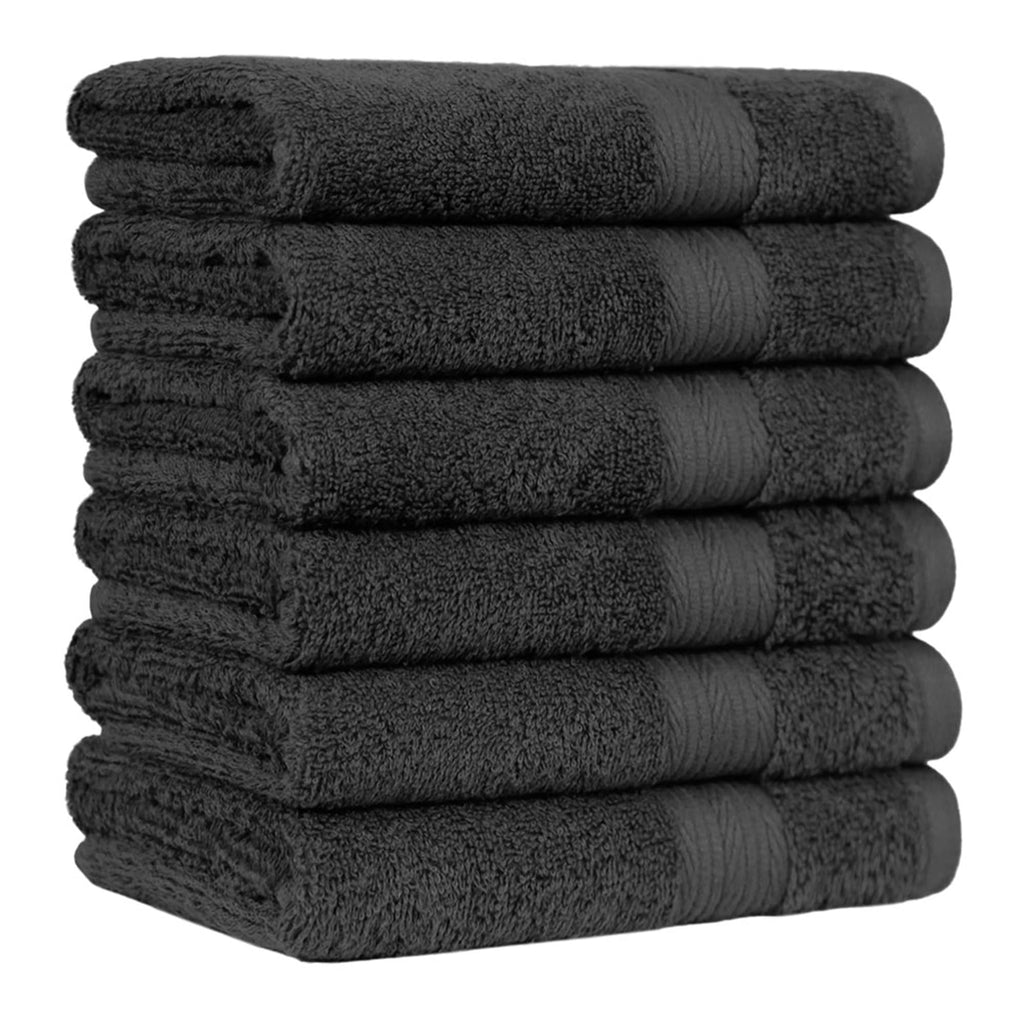 Amazon Basics 6-Piece Fade-Resistant 100% Cotton Towel Set for Bathroom, Soft and Absorbent, 2 Bath Towels, 2 Hand Towels, 2 Washcloths, Gray