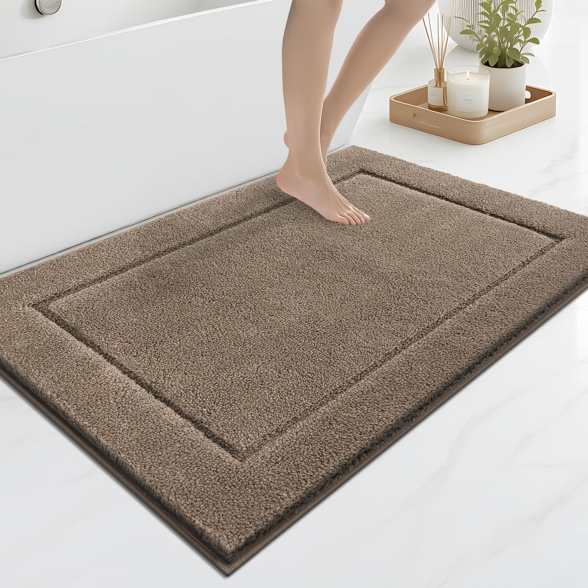 anllugs Bathroom Rugs, Non-Slip Bath Runner Rugs, 30" x 84", Beige