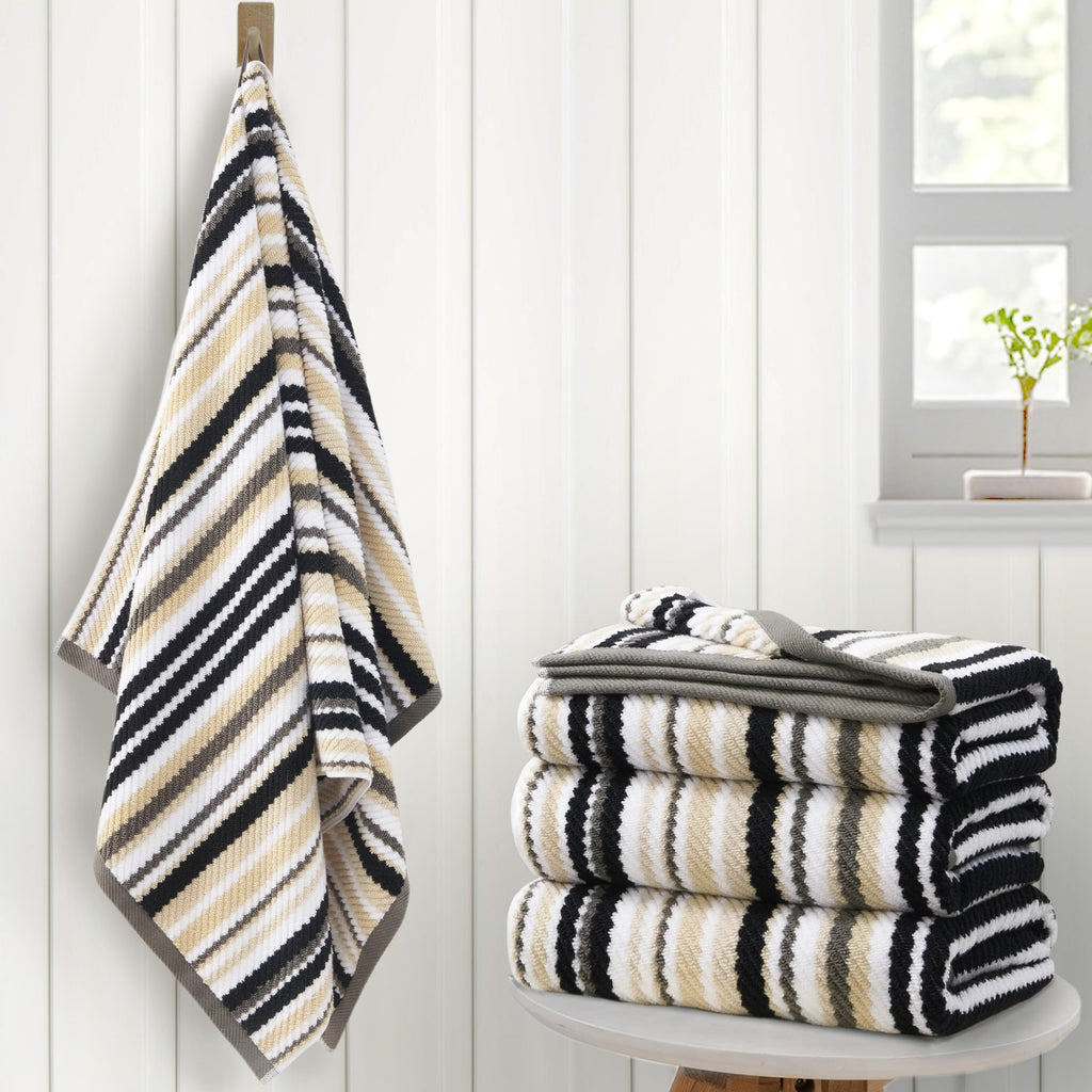VOOVA & MOVAS Hand Towels, Cotton, Soft, Thick, 16x27 in, Tan Gray Beige