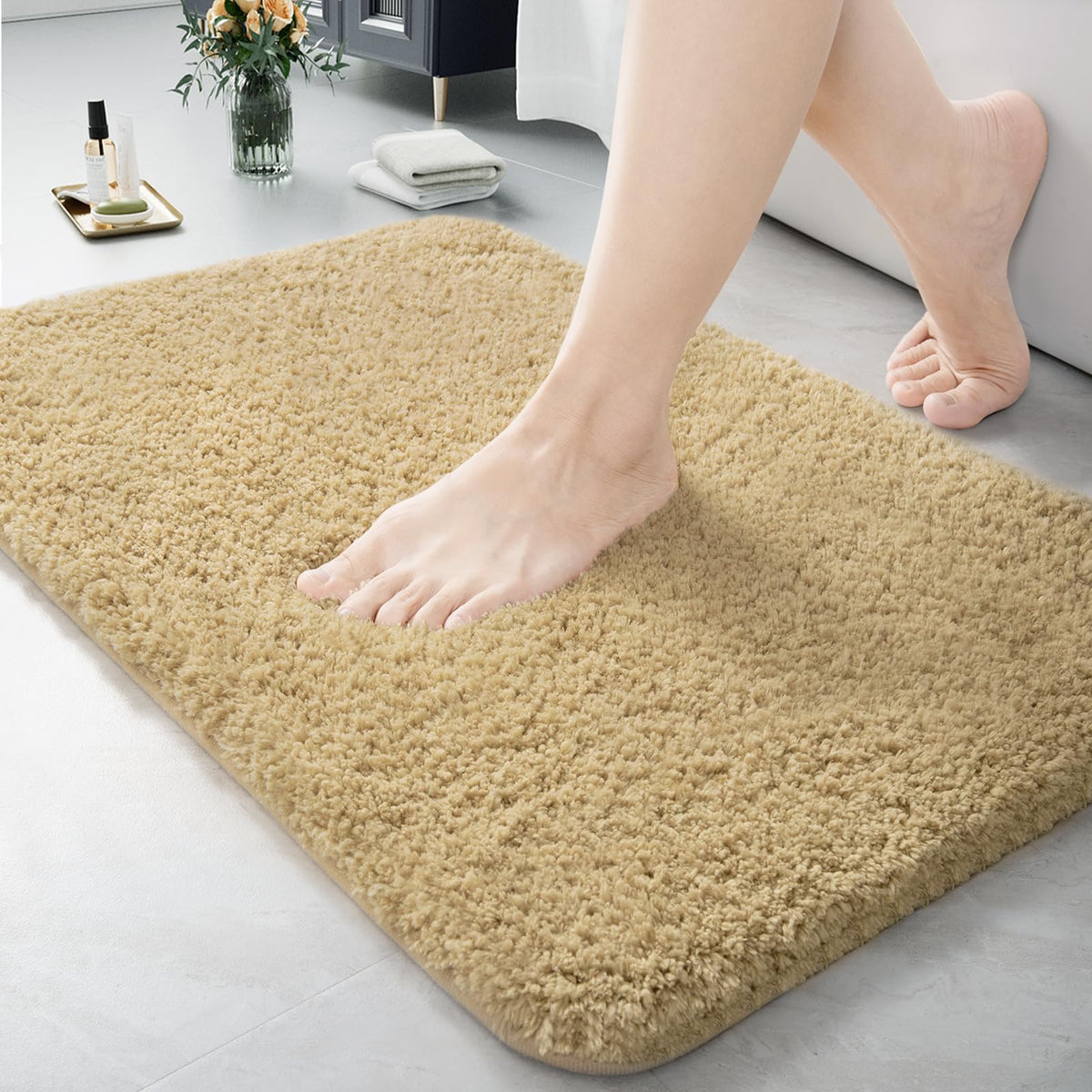 LOCHAS Bathroom Rug Runner 24x60 Inch, Bath Rugs Non Slip, Grey