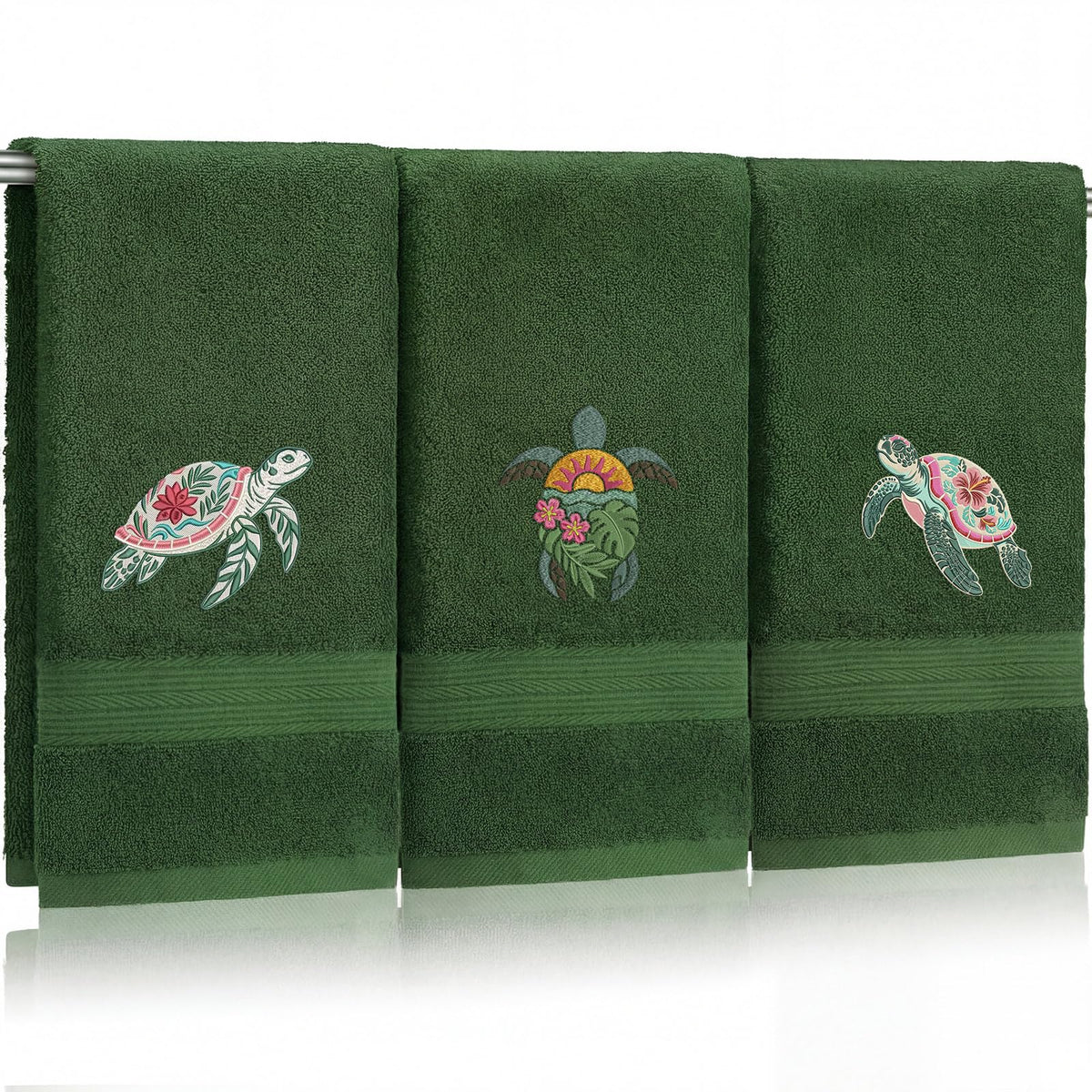 Hahafelt 3 Pack Boho Leaves Hand Towels for Bathroom, 100% Cotton