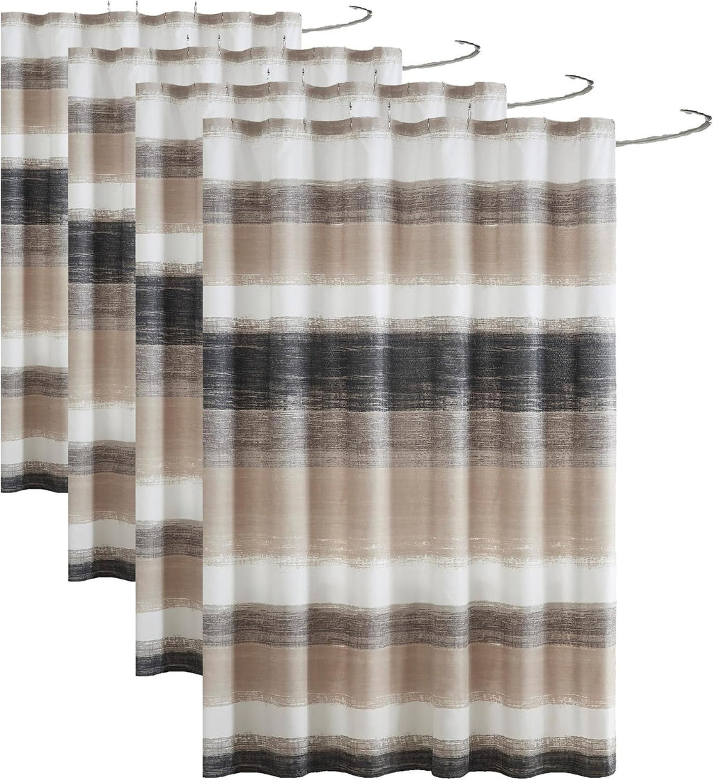 Madison Park Saben Shower Curtain for Bathroom, 72 x 72, Taupe/Black