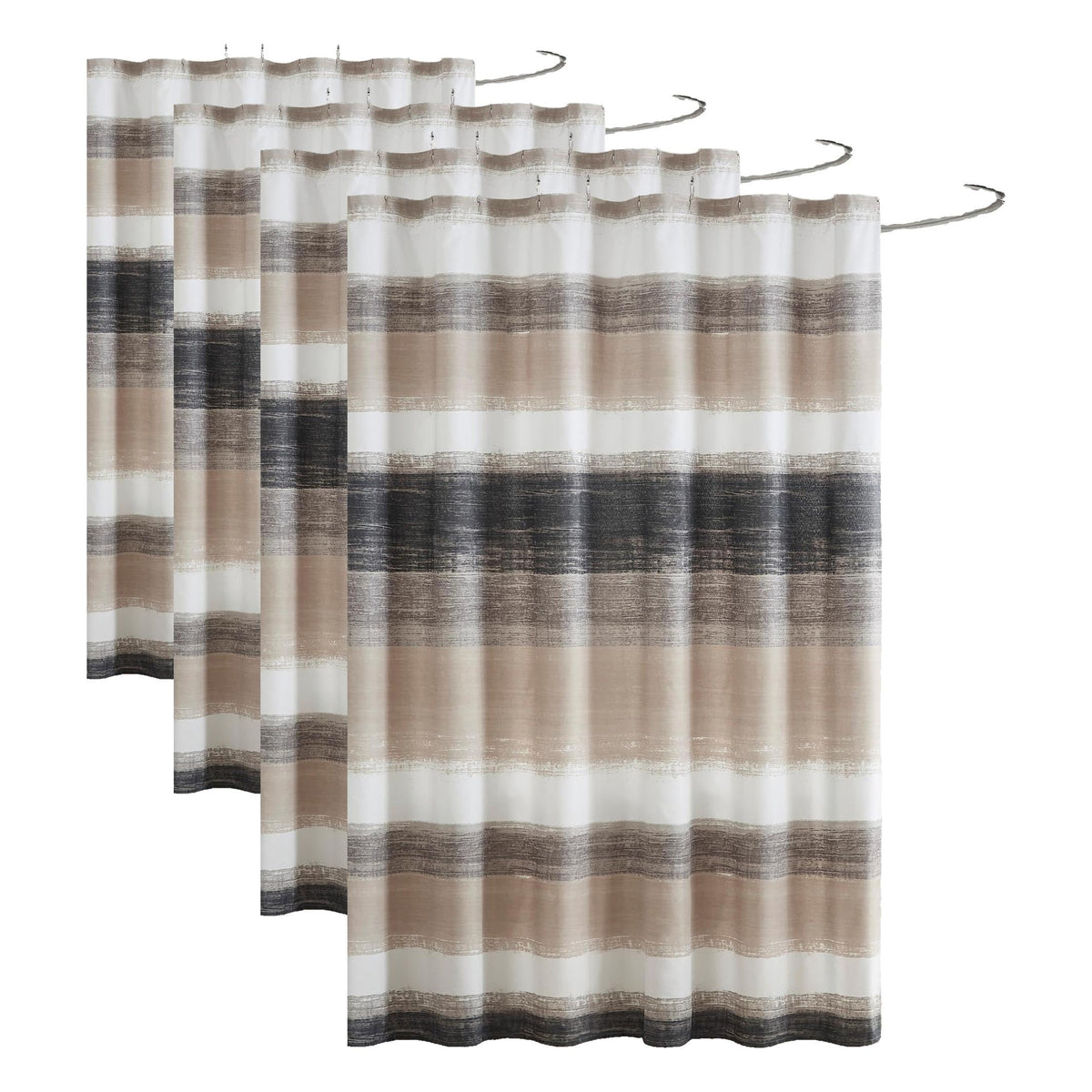 Madison Park Saben Shower Curtain for Bathroom, 72 x 72, Taupe/Black