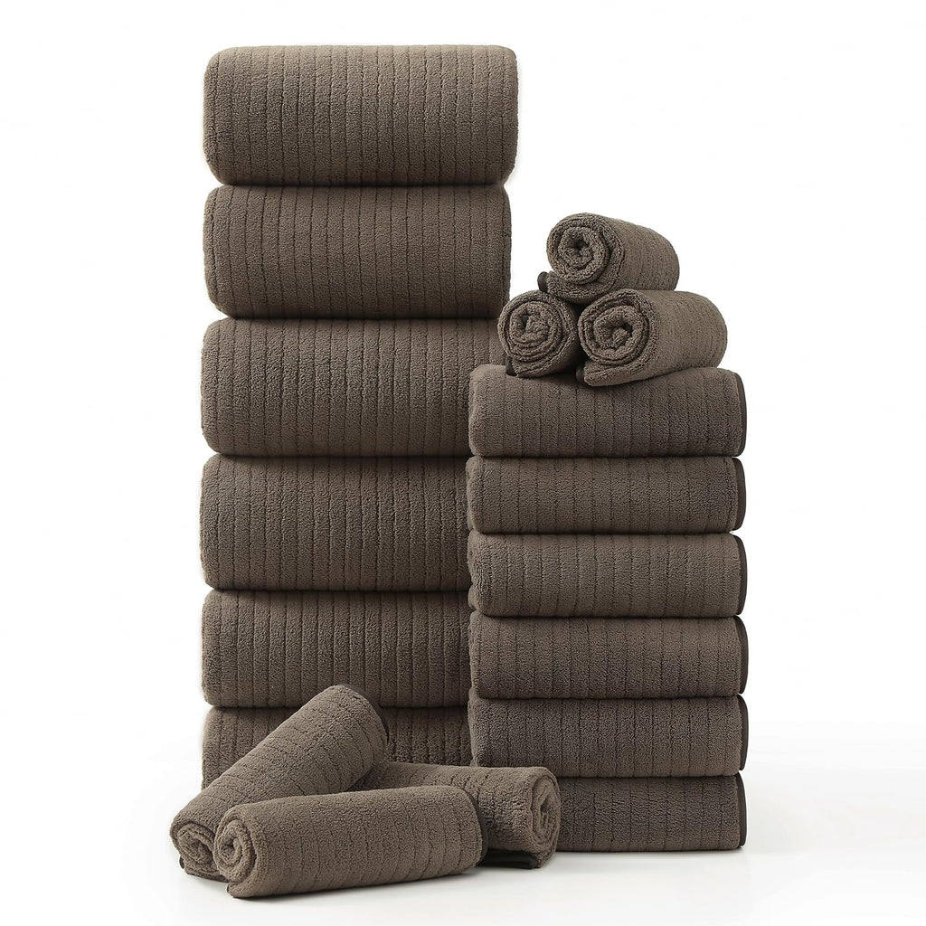 Hailea 18 Piece Family Bath Towel Set Include 6 Bath Towels,6 Hand Towels and 6 Washcloths Soft Bathroom Towel with Hanging Loops,Highly Absorbent Quick Dry Towels Set for Bathroom,Hotel and Spa-Navy