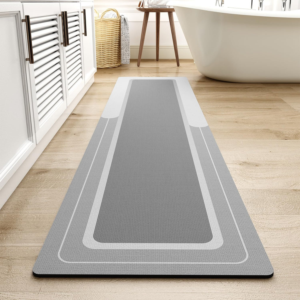 MontVoo-Bath Mat-Bathroom Mat Rug Non Slip Super Absorbent Stain Resistant Quick Dry Thin Bath Rug-Bath Mats for Bathroom Floor Bathtub Vanity-Bathmat Bath Rug Easy Care-17"x27" Grey