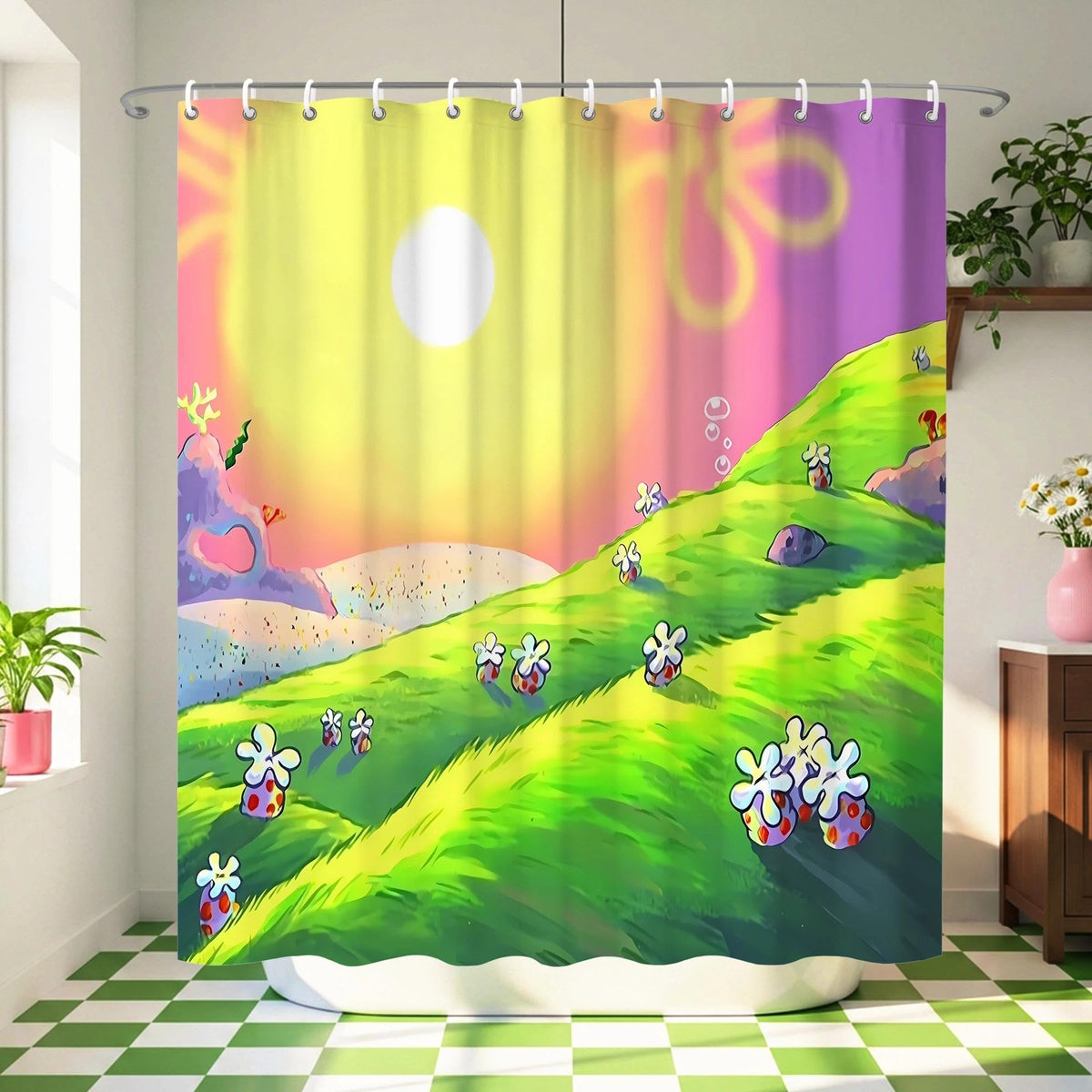 Cute Beach Ocean Anime Under Sea Jellyfish Shower Curtain 72x72 Inches