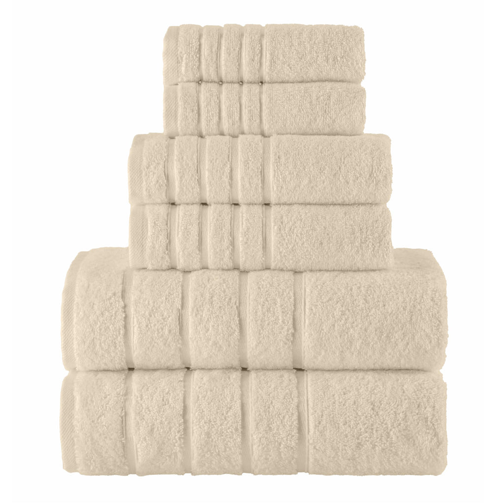 Elegant Comfort 4 Lines Viscose Stripe 6-Piece Premium Towel Set - 100% Turkish Cotton High Absorbent Luxury Bathroom Towels – Includes 2 Washcloths, 2 Hand Towels and 2 Bath Towels Set, Gold