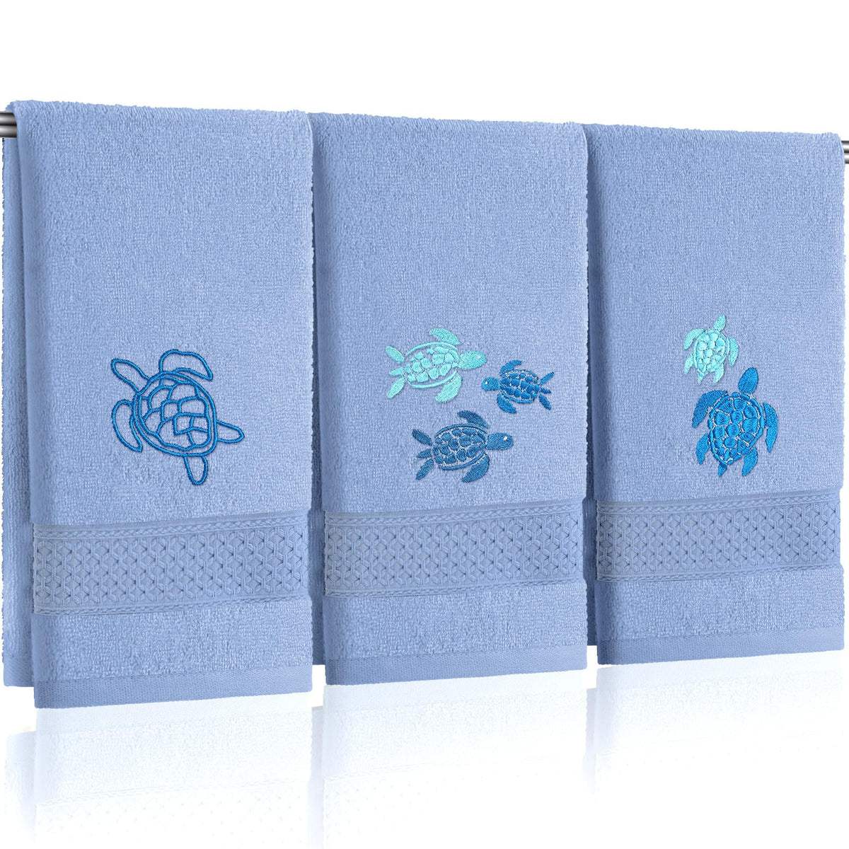 Hahafelt 3 Pack Boho Leaves Hand Towels for Bathroom, 100% Cotton