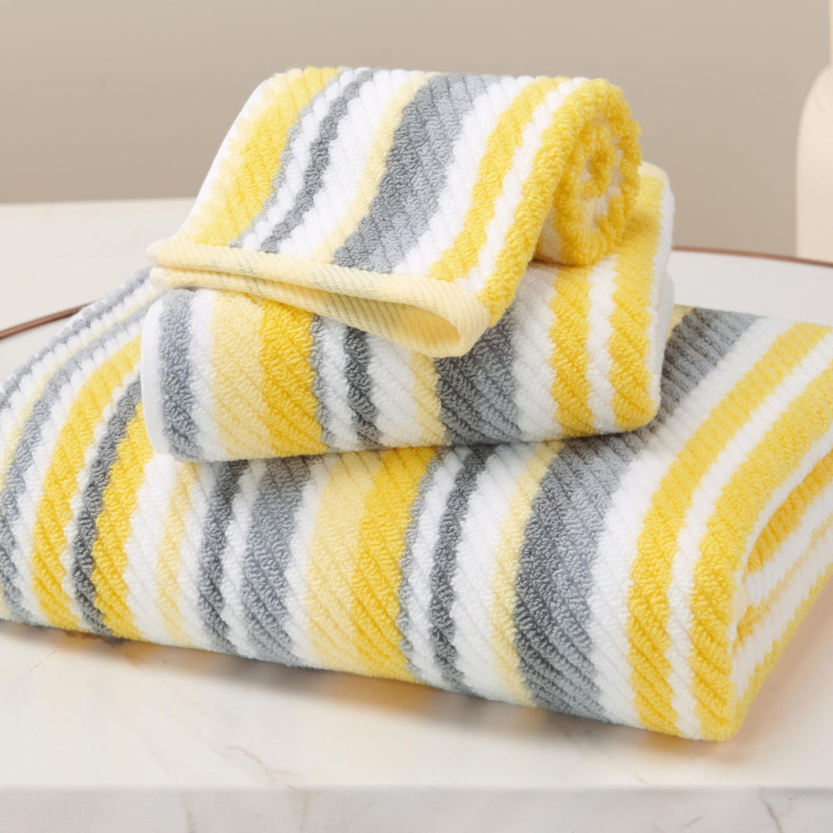 VOOVA & MOVAS Hand Towels, Cotton, Soft, Thick, 16x27 in, Tan Gray Beige