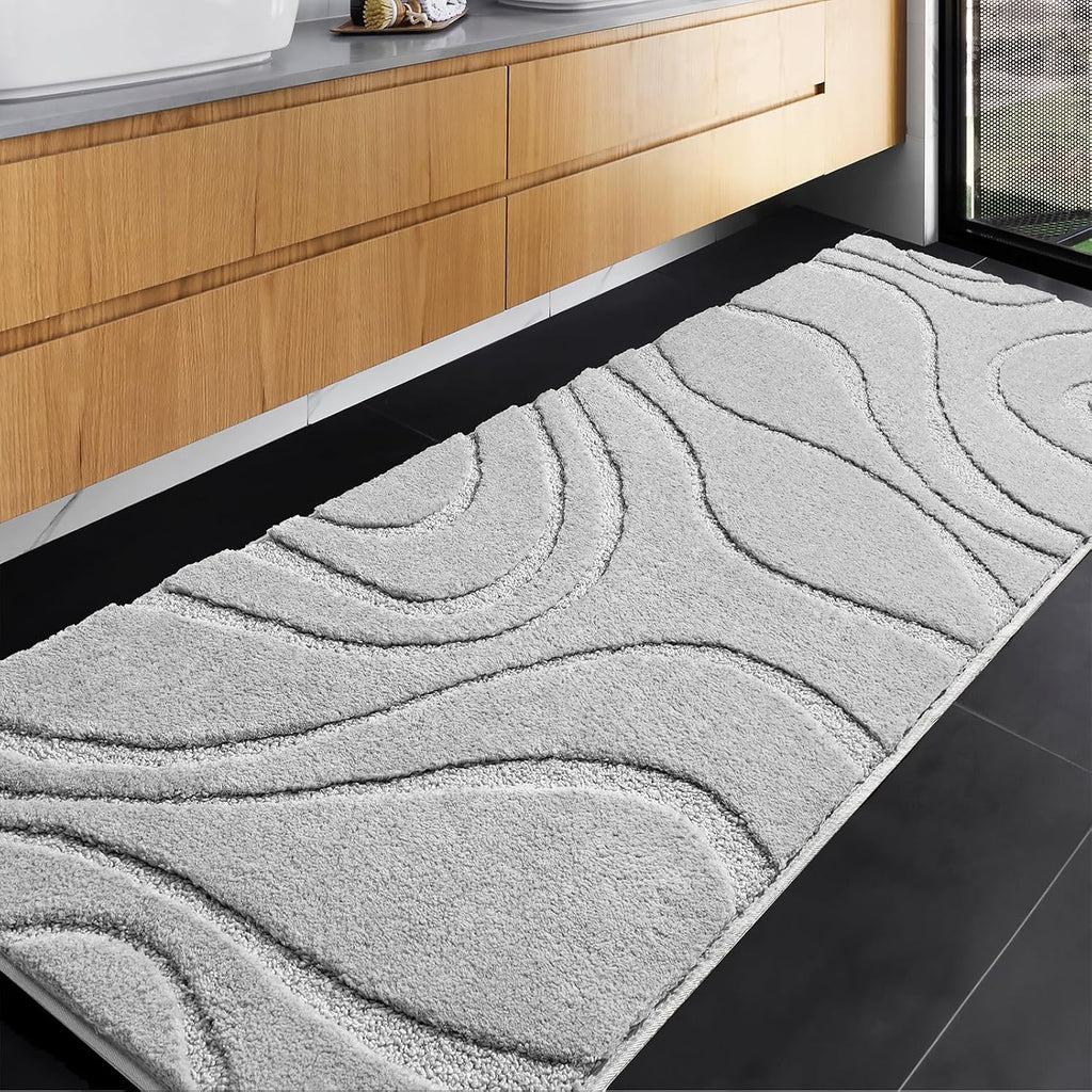 DEXDE Bathroom Rugs Runner 24x60 Long Non-Slip Bath Mats Floor Shower Gray