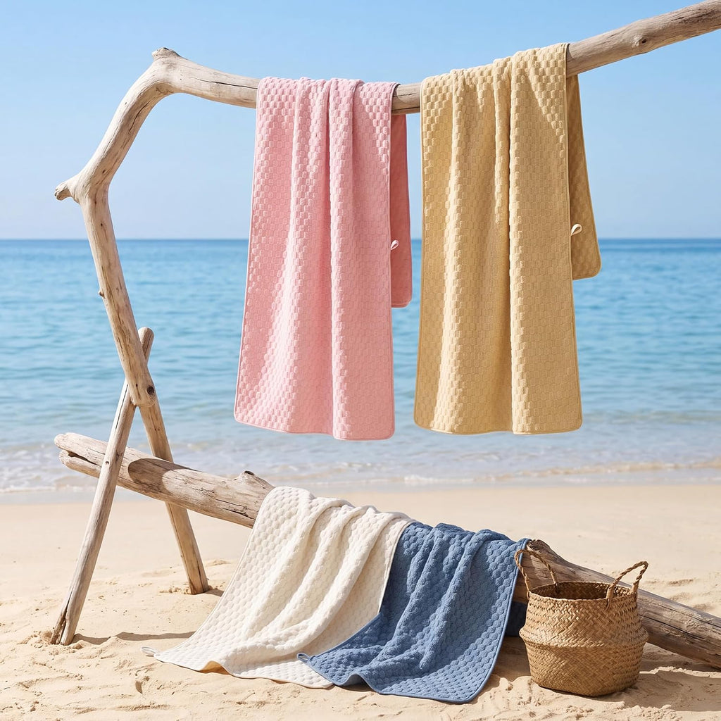 REDKISS 4 Pack Microfiber Bath Towels, Quick Dry, Super Soft, 27"x55"