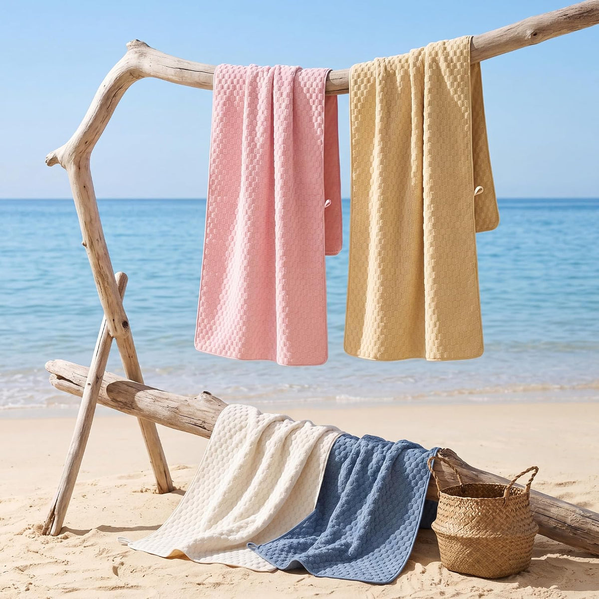 REDKISS 4 Pack Microfiber Bath Towels, Quick Dry, Super Soft, 27"x55"