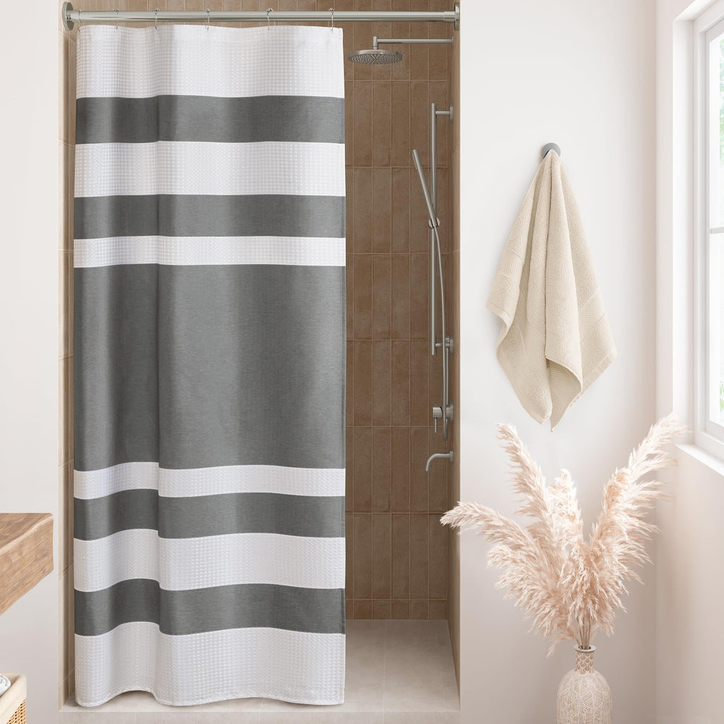 Madison Park Spa Waffle Shower Curtain for Bathroom, 72 x 72, Taupe