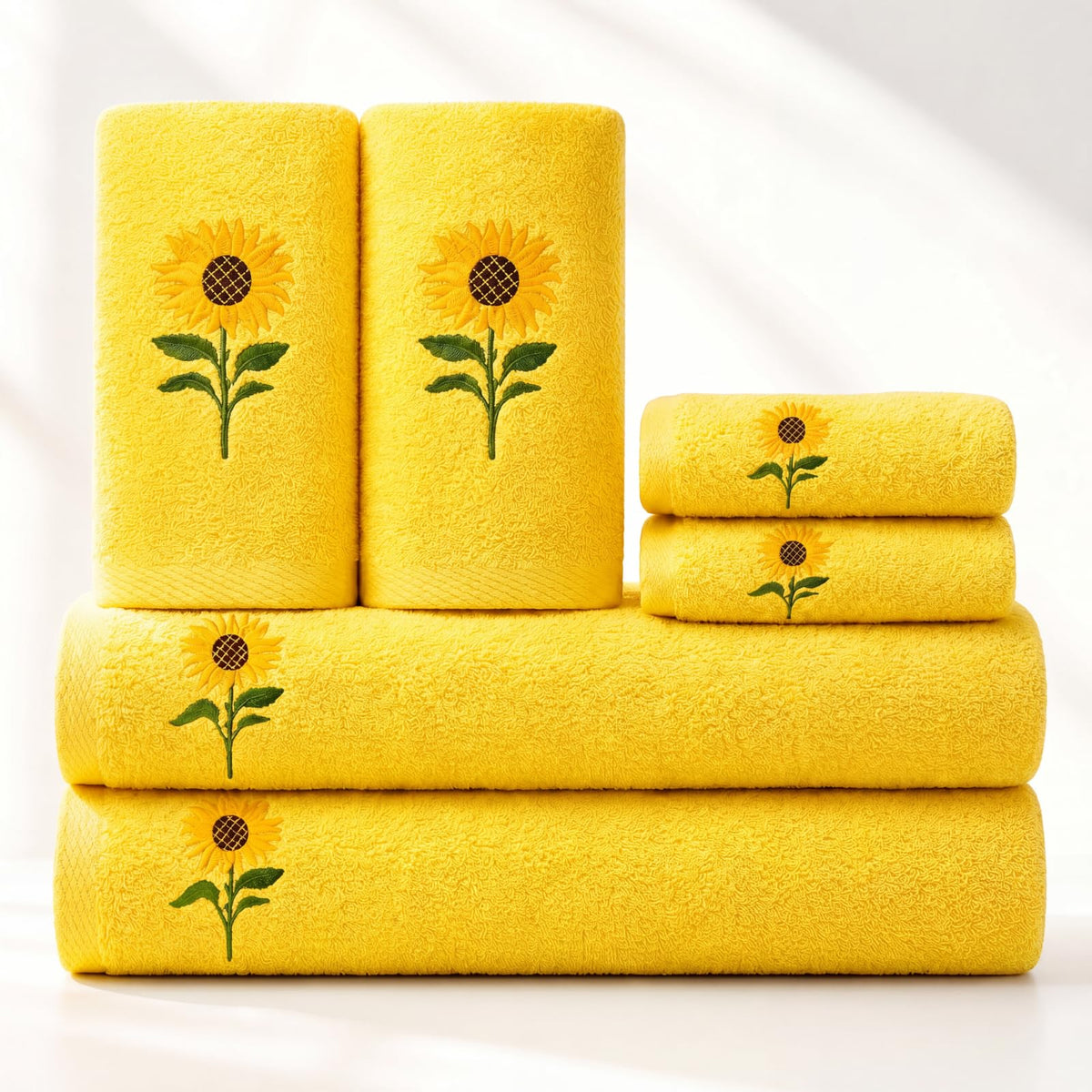 Peryiter 6 Pack Bath Towels Set, Coffee Color, Leopard