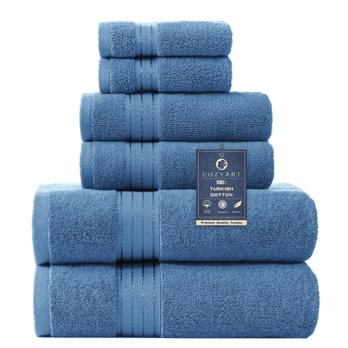 COZYART Luxury Bath Towel Set 6 Pcs, Burnt Orange 100% Turkish Cotton