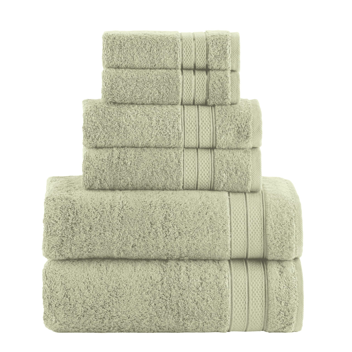 Elegant Comfort Luxury 6-Piece Towel Set, Premium Soft 100% Turkish Cotton, Three Line Popcorn Design 2 Bath Towels, 2 Hand Towels and 2 Washcloths Towel Set-Quick-Drying and Absorbent, Vibrant Orange