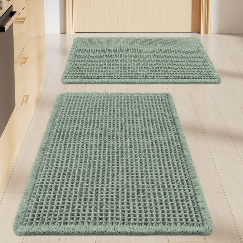 Smiry Waffle Bathroom Rugs Sets 2 Piece (30x20+24x16, Brown)